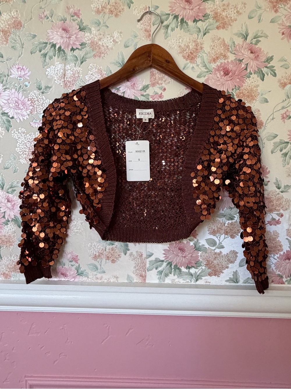 KRIZMA Copper Sequin Bolero Cardigan - Copper